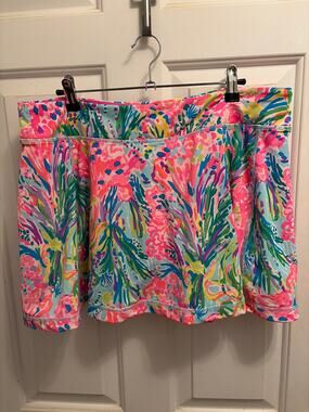 Lilly Pulitzer Womens Pink Floral Printed Luxletic Active Skort Skirt Size XL
